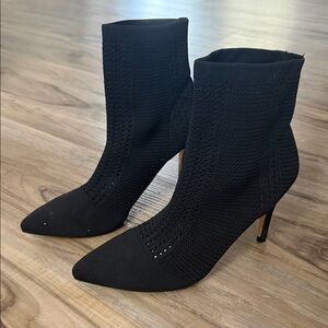 Nicole Miller Black Knit Heeled Boots